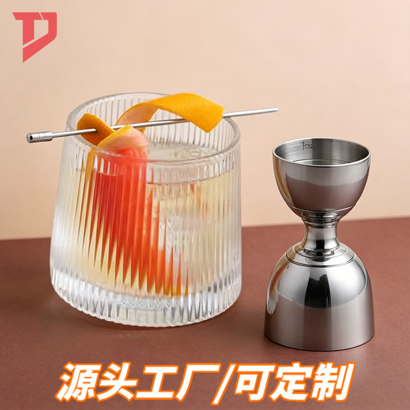 Taza medidora de acero inoxidable transfronteriza con escala, medidor de licor de doble cabezal, taza mezcladora de cócteles, taza de onzas, herramientas para mezclar cócteles, hecha a medida.