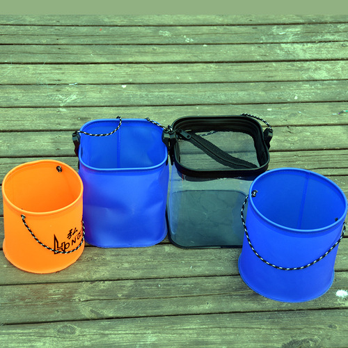 Fishing water bucket, thick handle water bucket, lures live fish bucket, foldable water bucket, EVA one-piece live fish bucket