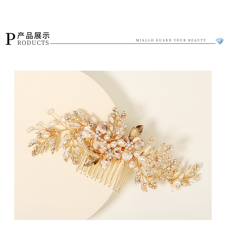 Einfache Neue Perle Blumenblatt Haarspange display picture 4