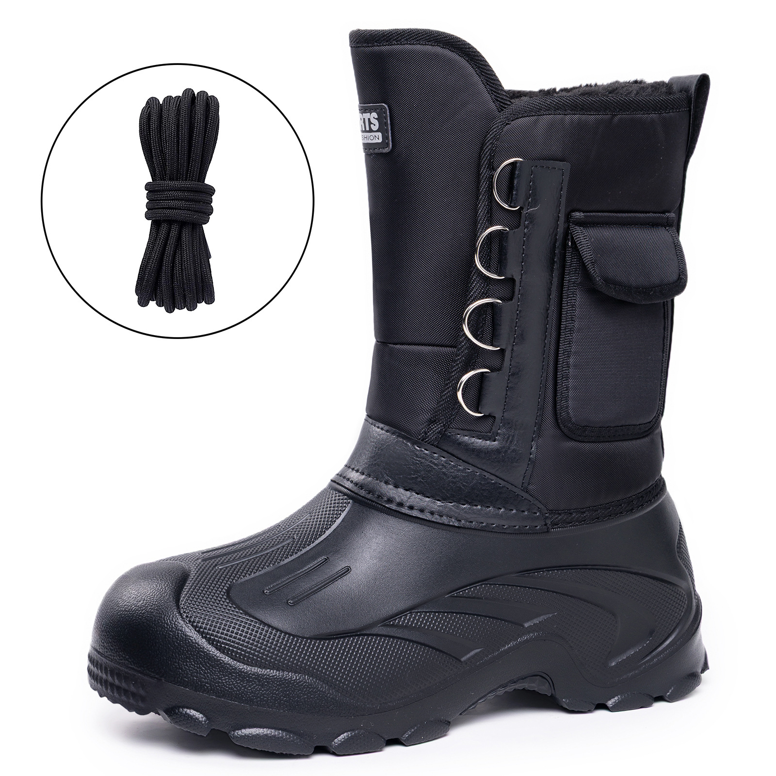 Zapatos de algodón de invierno para hombres nuevos zapatos de nieve de tubo alto más grueso a prueba de agua antideslizante de un pie botas de algodón image 6