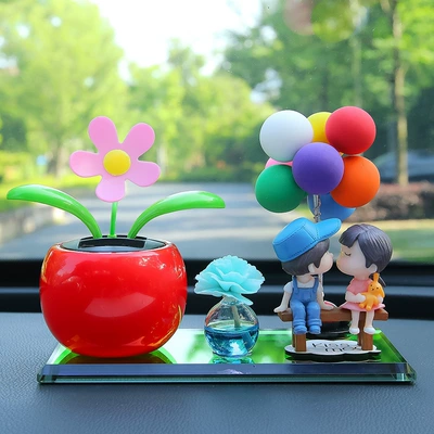 Car Ornaments, Creative and Cute: Car ornaments - blue-couple-red-sun-flower-single-bunch-of-colorful-balloons