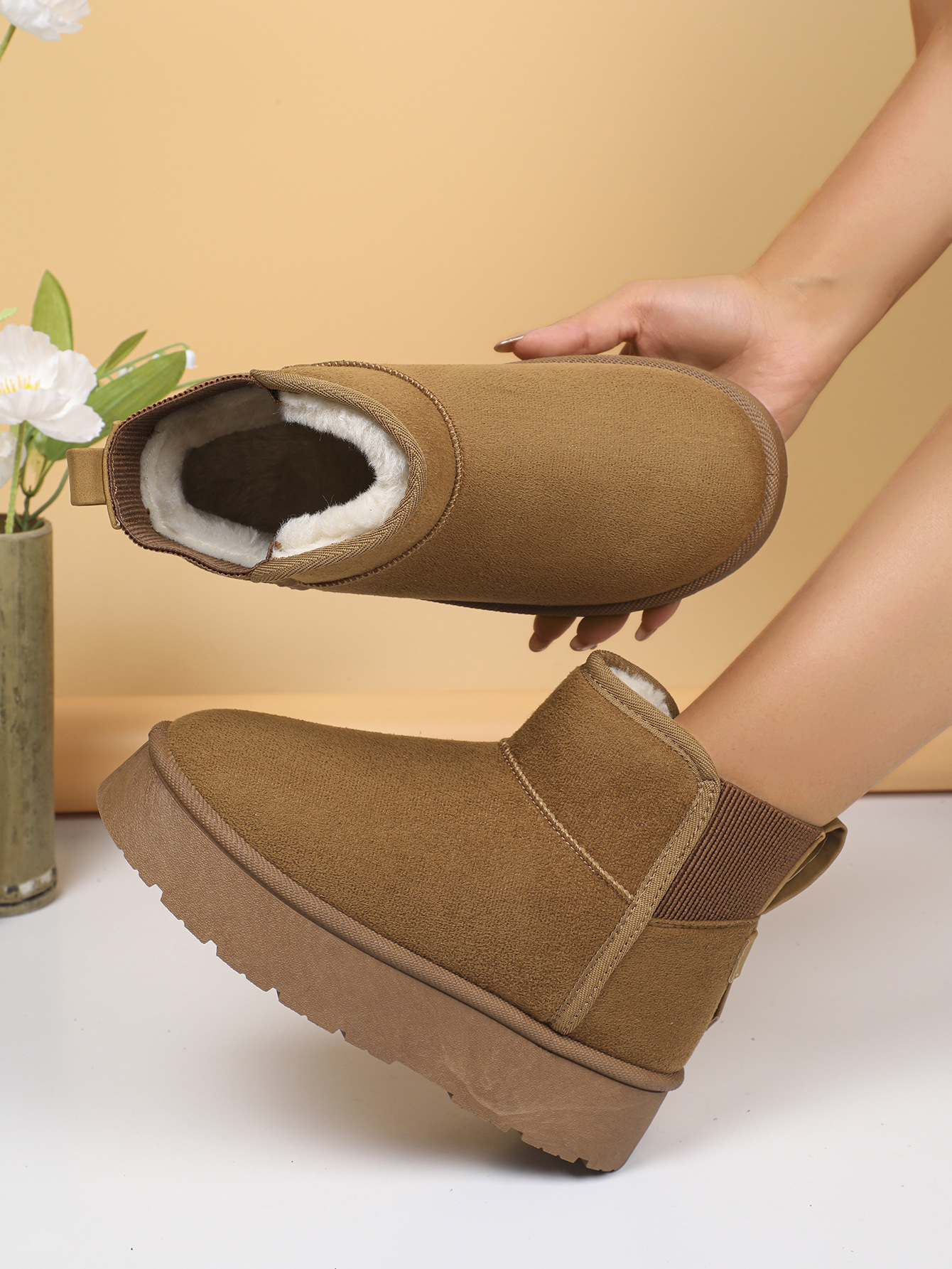 Warm Women's Snow Boots With Fleece Lining And Thick Sole_voghion.com