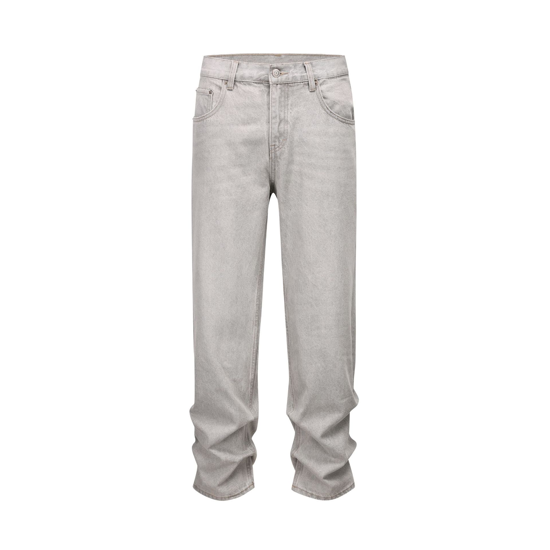 Herreklær, vasket, løse jeans med vide ben og trykk, design med diamantformede, rette bukser til menn og kvinner_voghion.com