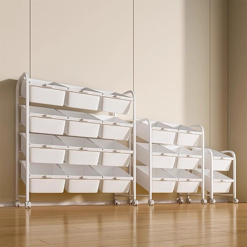 Children's Toy Storage Rack Floor-Standing Living Room Large-Capacity Snack Storage Rack Trolley Baby Bookshelf Layered Shelf