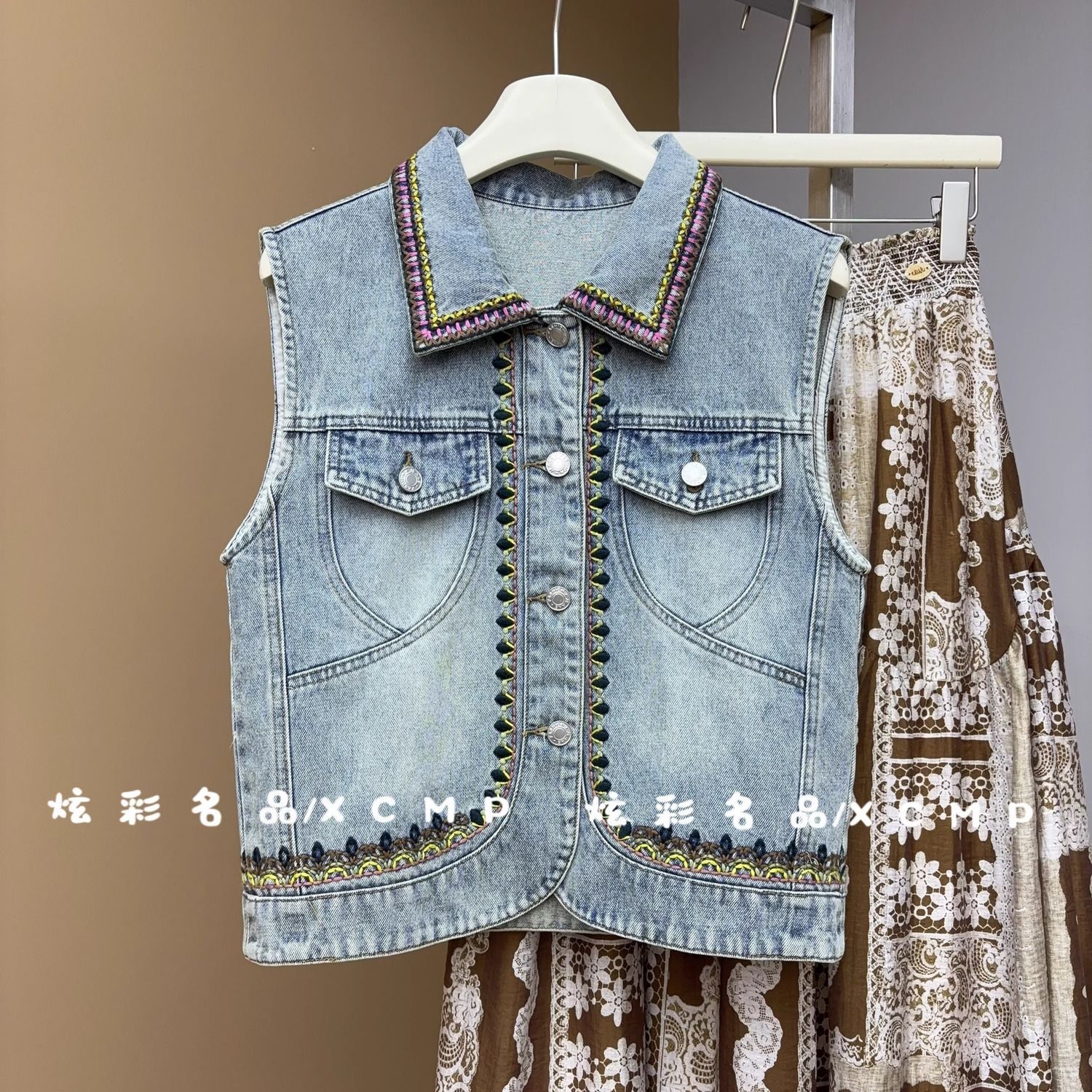 Summer Sleeveless Vest Denim Vest Jacket Internet Celebrity Fashion Women's 2025 New Style