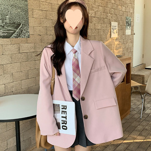 Gentle Style Pink Petite Blazer for Women Spring New Style Korean Style Loose Casual Small Suit