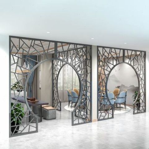 Nailed New Iron Art Chinese Style Internet Celebrity Moon Arch Screen Partition Card Holder Hot Pot Restaurant Commercial Beauty Salon