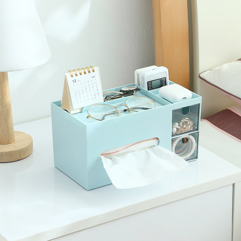 紙巾盒客廳塑料茶几商行簡約可愛創意多功能桌面收納盒遙控器收納
