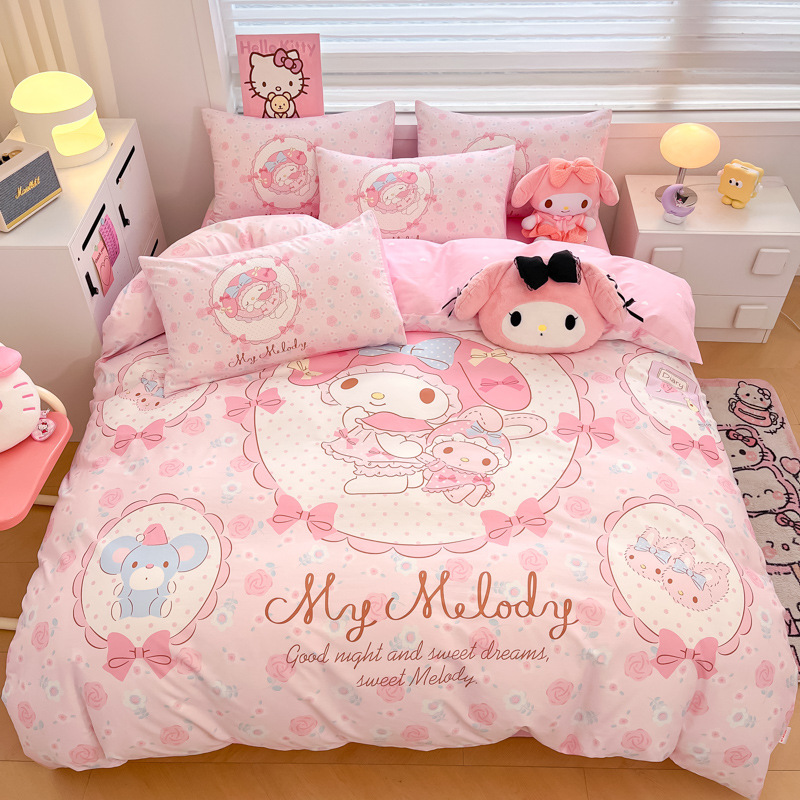 美楽蒂純綿ベッド4点セットのクロミアニメ純綿学生寮3点セットのベッドカバーkt