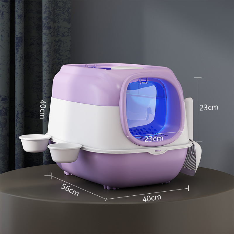 Caja de arena de gato cerrado nueva fábrica UV antibacteriano grande anti-Splash grasa gato inodoro mascotas suministros