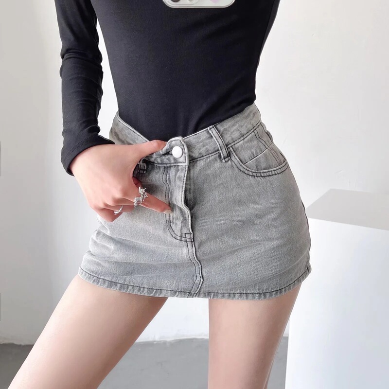 European and American hot girl style Denim skirt hip anti-light low waist skirt A word summer 2022 new miniskirt