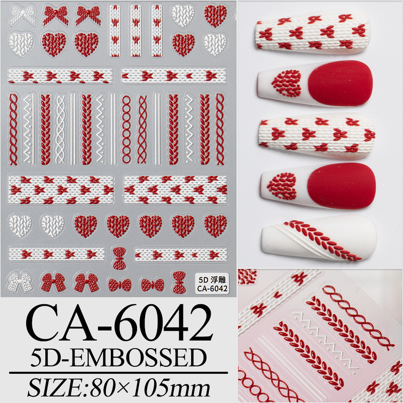 New 5D three-dimensional relief nail art stickers Japanese powder gray plaid cute cartoon Mickey Q version butterfly nail stickers