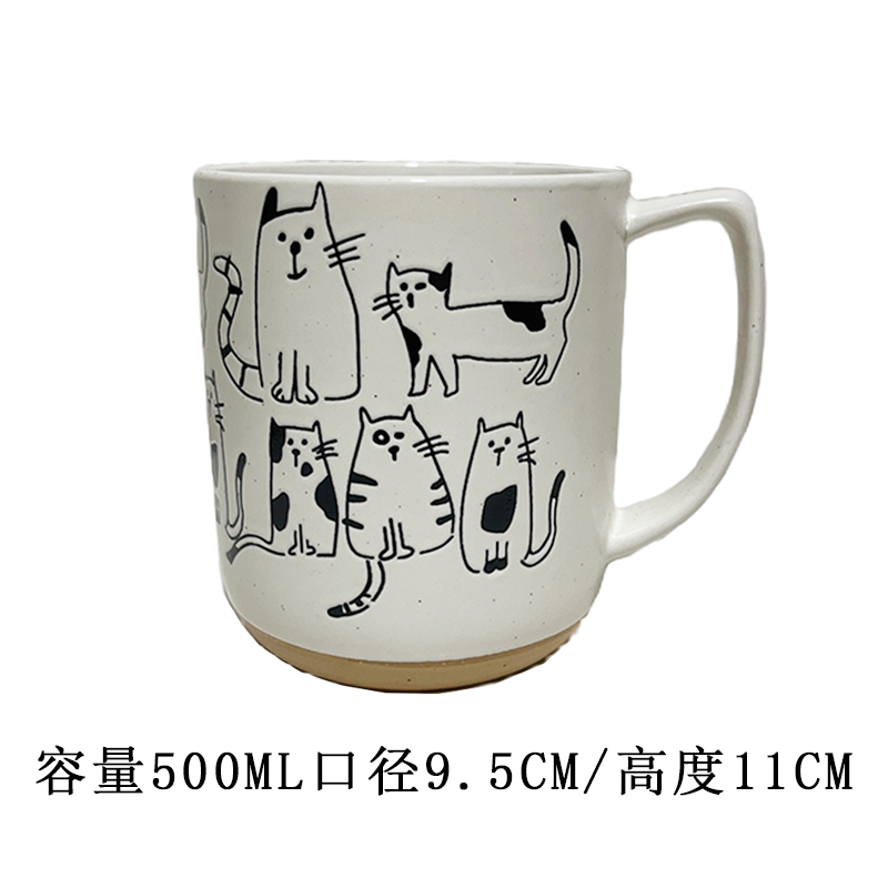 Cerámica bajo vidriado pintado a mano linda taza de gato taza de agua taza de desayuno taza de avena pareja micro pomelo