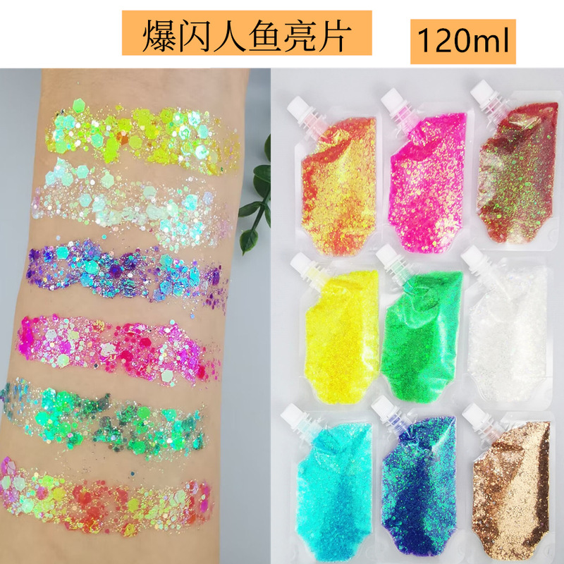 Cross-border flash mermaid sequins Pearlescent Sparkling Stage False Eyelash Sequins Photo Color Flash