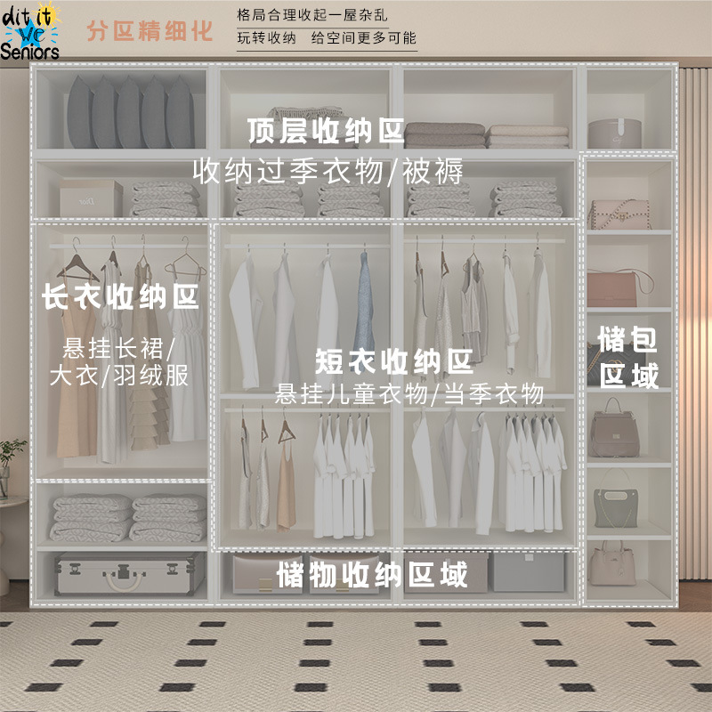 轻法式钢制奶油风衣柜家用卧室环保衣橱多层分区收纳防潮防锈衣柜|undefined