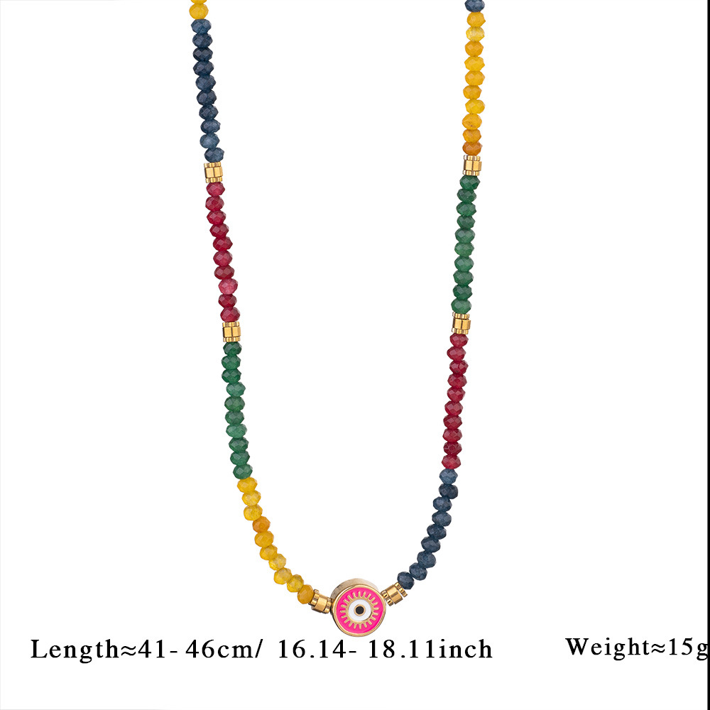 20g Weight Titanium Steel Pendant Material Necklace Classification Natural Stone Chain Material Beaded Chain Chain Type 1 Piece Quantity Holiday, Daily Occasion 304 Stainless Steel, natural stone Material Round Pattern All Seasons Season Women's Gender Vacation, Classic Style Style Vacation Classic Style Round 304 Stainless Steel Natural Stone Beaded Chain Necklace In Bulk 13