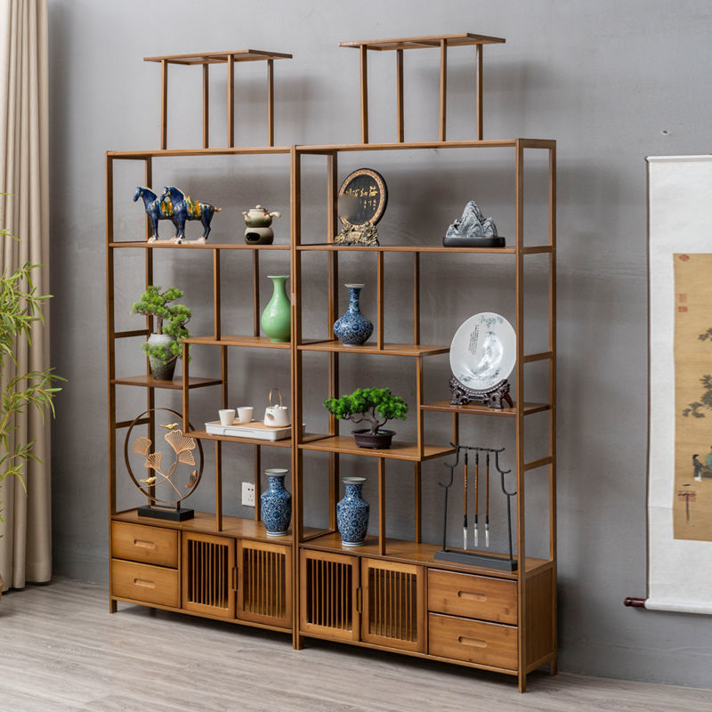 博古架實木中式多功能展示架仿古多寶閣古董架子茶具茶茶葉置物架