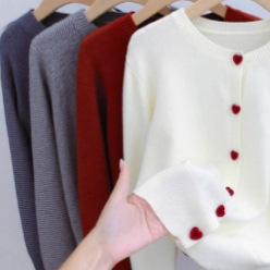 Long-Sleeved Knitted Cardigan Jacket, Autumn and Winter Inner Layering Shirt, Sweater, Short Top Long-Sleeved Knitted Cardigan Jacket, Autumn and Winter Inner Layering Shirt, Sweater, Short Top