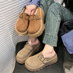 厚い底の怠け者の頭の上のスリッパの女性の夏の外は2025の新型の1足を履いてボケンの靴のブランコの靴の半托の女性の靴を踏みます。