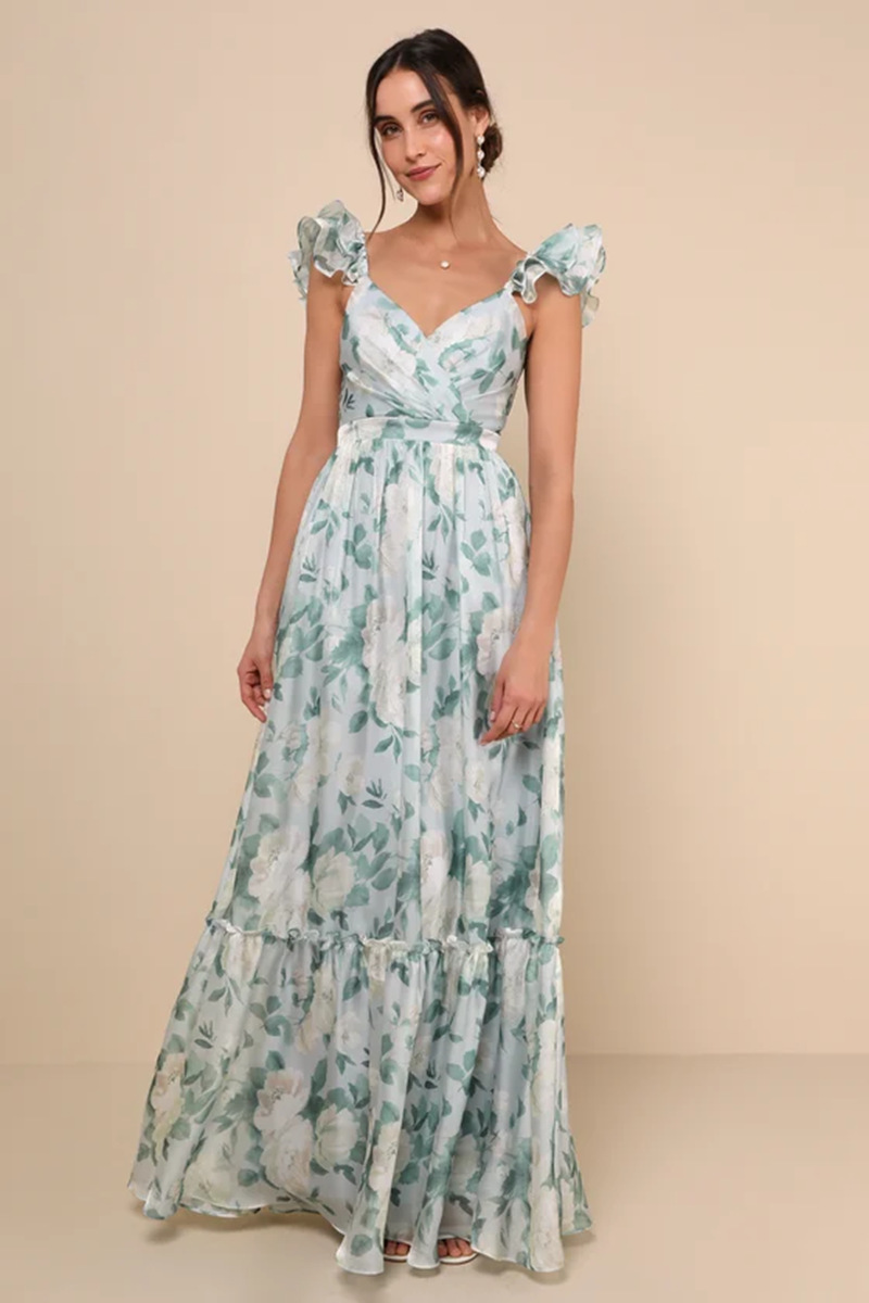 Women's Sexy Printed Deep V Ruffle Backless Top European American Style Summer Fashion Suspender Design_ecoleips.com