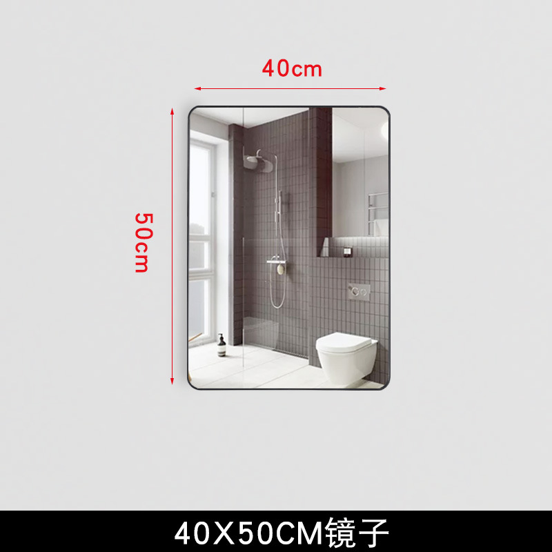 Espejo de baño con espejo de tocador cuadrado nórdico con estante de almacenamiento tocador gabinete de baño lente sin perforar montado en la pared