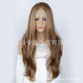 跨境假发wigs头套Lace Front Wigs棕色合成假发长卷发欧美假发