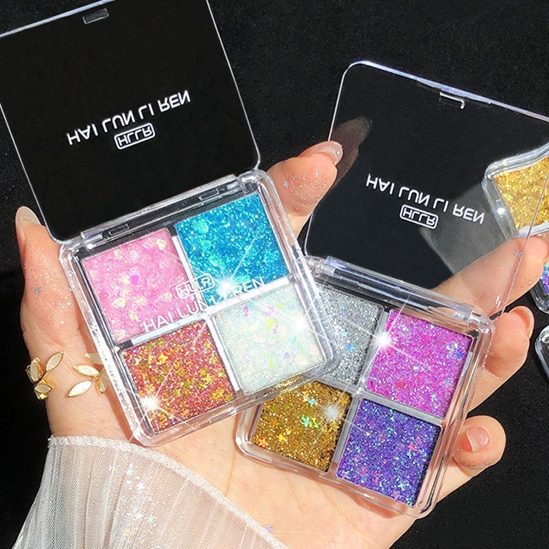 Children's Day Stage Performance Large Glitter Four-Color Eyeshadow 61St Day Party Dance Stage Fine Glitter 4-Color Glitter Eyeshadow