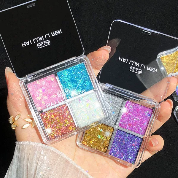 Children's Day Stage Performance Large Glitter Four-Color Eyeshadow 61St Day Party Dance Stage Fine Glitter 4-Color Glitter Eyeshadow