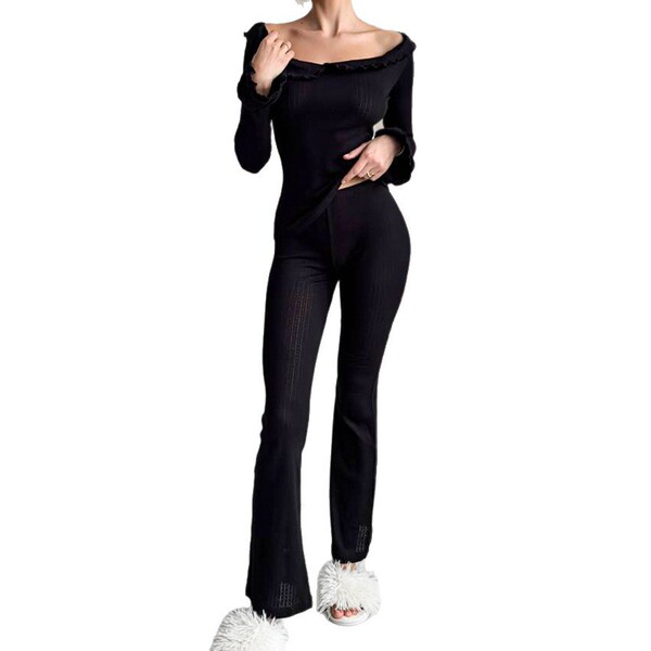 Demi-season solid color knitted pijama