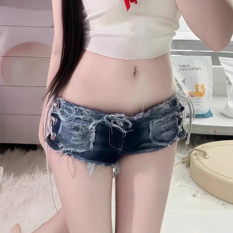 Pure Desire Hot Girl American Sexy Women's Denim Shorts Low Waist Hot Pants Nightclub Versatile Slim Casual Hot Pants Hot