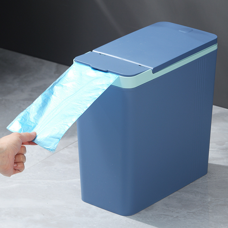 狭いゴミ箱家庭用キッチン蓋付き大型衛生バケツ隙間トイレ収納バケツプッシュ式ゴミ箱|undefined