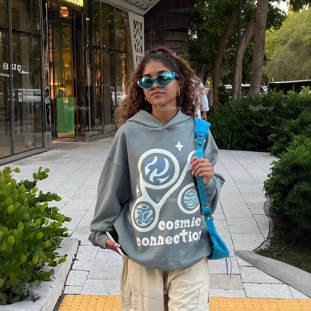 Felpa con cappuccio stampata personalizzata, stile coreano autunno inverno 2024, nuova personalità versatile, modello 3D, moda_voghion.com