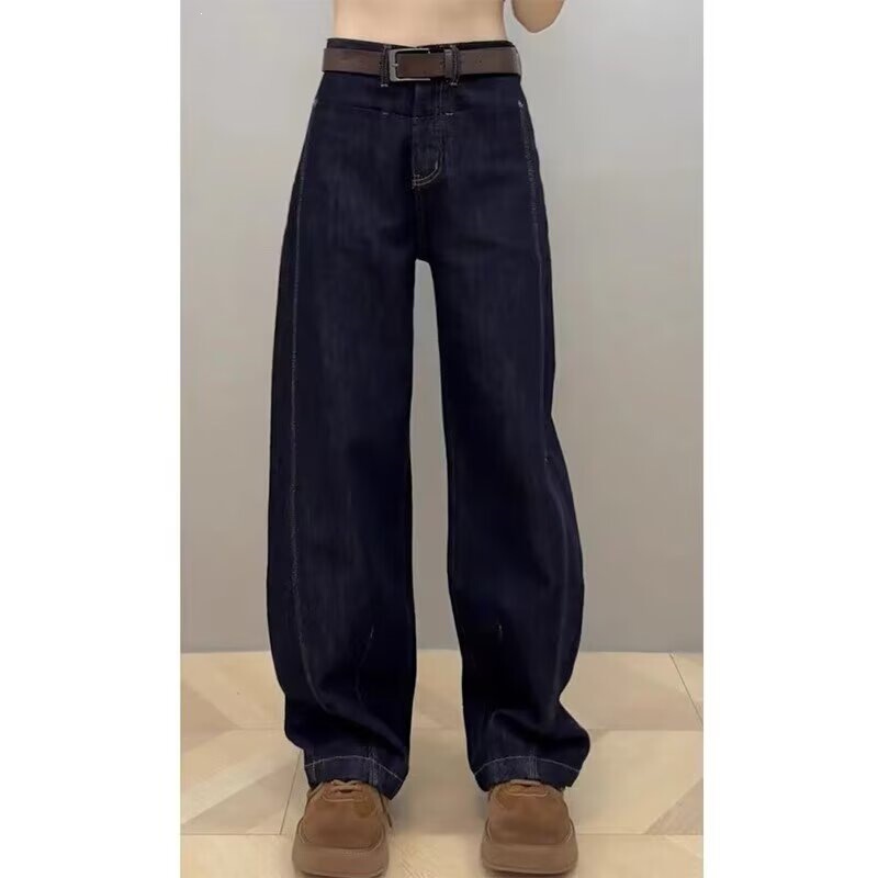 Vintage curved hem jeans 2026 new style, popular this year, plus size loose fit boyfriend style wide-leg pants Vintage curved hem jeans 2026 new style, popular this year, plus size loose fit boyfriend style wide-leg pants