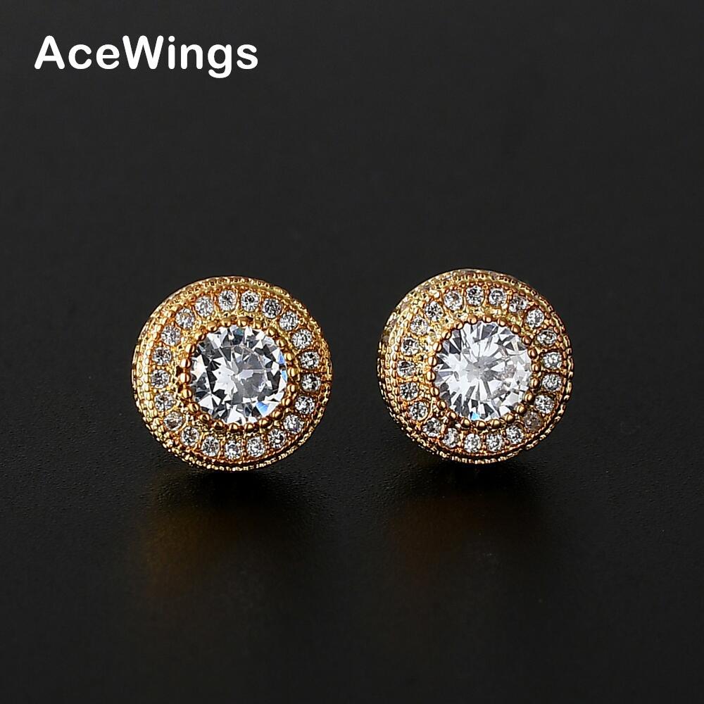 copper earrings with zircon hip-hop style for men and women