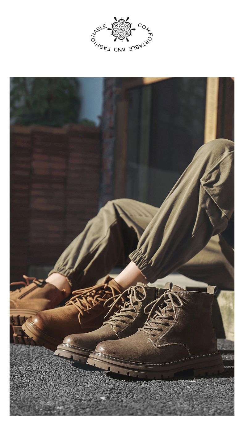 Nouvelles bottes courtes tendance d'automne, grandes bottes jaunes assorties, bottes de travail pour hommes, chaussures pour hommes_voghion.com