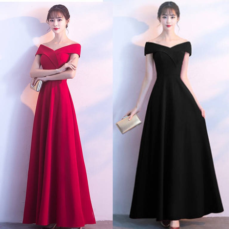 Evening Dress Bride Burgundy 2026 New Summer Long Wedding Dress One-Shoulder Evening Dress Women 8548