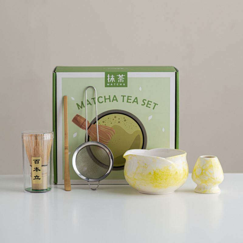 花朵花瓣抹茶碗笠套装五七件套茶筅刷子过滤百本立茶拨点茶工具|undefined