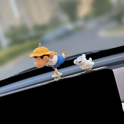 2026 New Model Car Rotating Ornament Car Screen Decoration Car Interior Accessories Dashboard Cute Goddess for Women (Car ornaments) - flying-shin-chan-little-white-dog