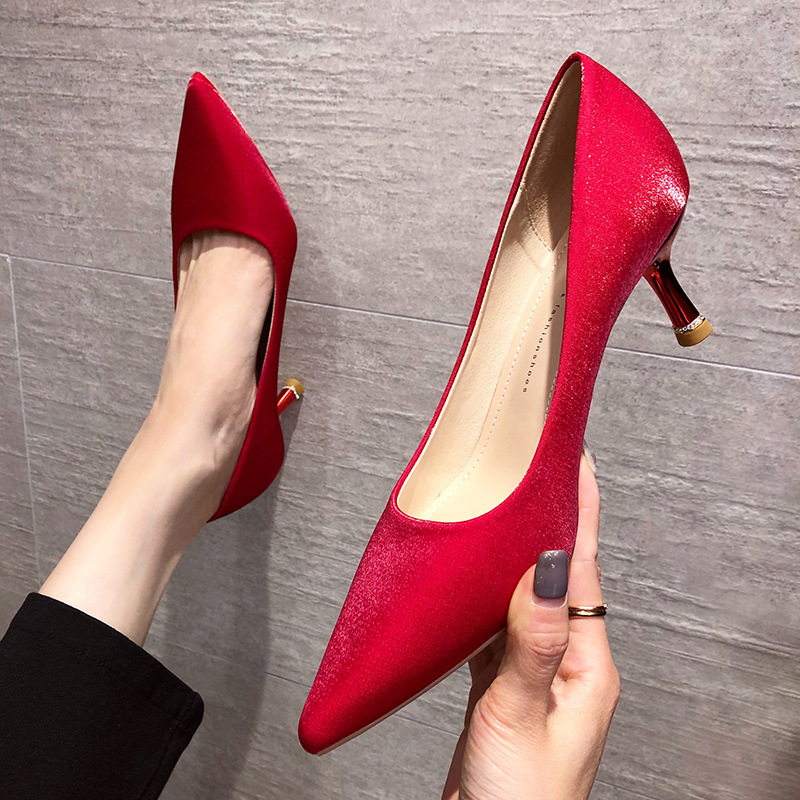 726 Braut Neue frauen Hochzeit Kleid Doppel Tragen Rot Xiuhe Schuhe Chinesischen Hohe Dünne Absätzen 3cm5cm7cm_voghion.com