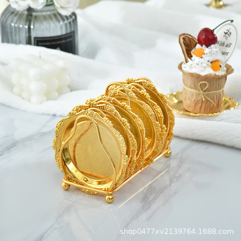 ケーキトート金属レリーフ小パレットins装飾皿レトロ茶カップトートジュエリー収納皿スナックケーキ皿|undefined