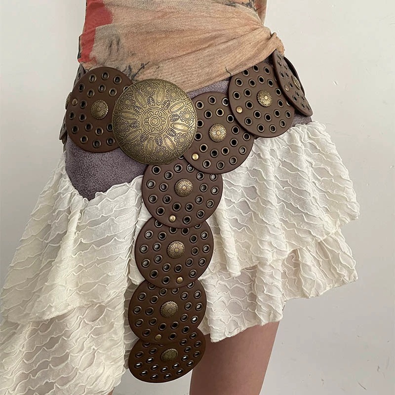 2024 New European And American Style Y2k Decorative Disc Waist Cover American Retro Subcultural Belt Women's Versatile Belt Trend_voghion.com