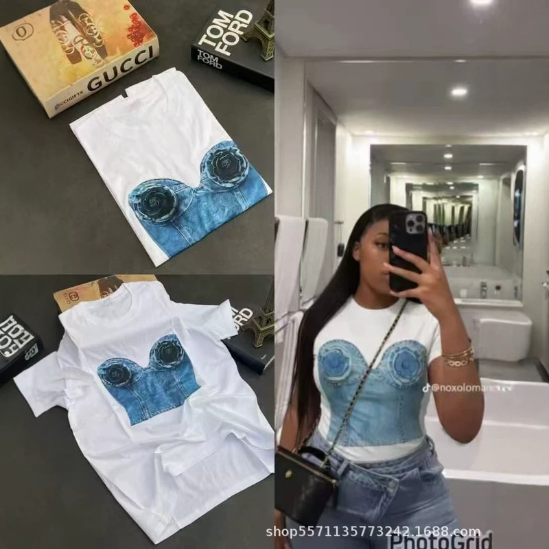 Cross-Border Southeast Asia 400g Heavyweight Pure Cotton Trendy Brand Short-Sleeve T-Shirt for Women 2026 Summer Hot-Selling Wholesale