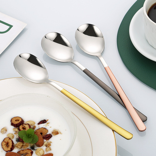 304 stainless steel spoon, good-looking household Korean-style bibimbap spoon, long-handled spoon, children's eating spoon