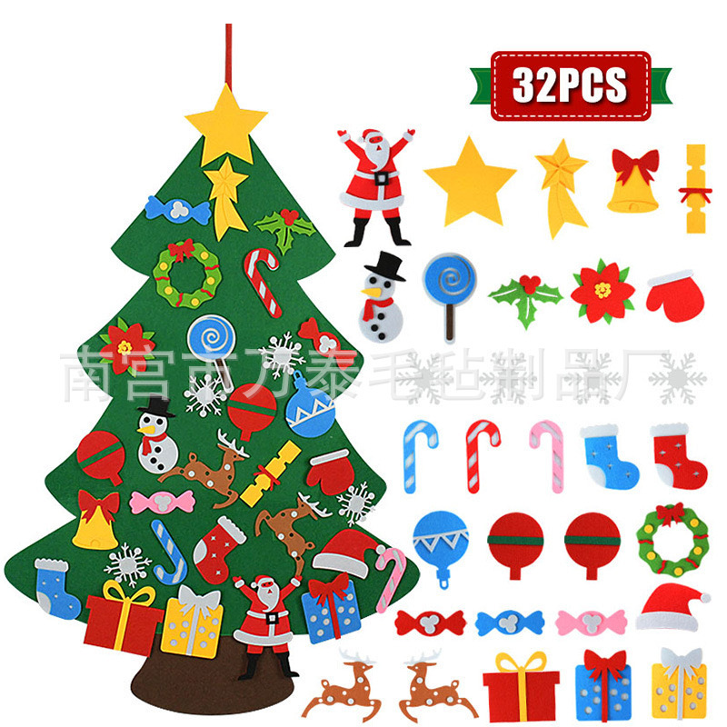 国境を越えた新しい緑フェルトクリスマスツリー児童立体diy不織布手作りクリスマスツリー装飾ストラップスポット|undefined
