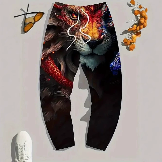 Трансграничный экспорт повседневных брюк с 3D-печатью для мужчин, свободные спортивные повседневные спортивные леггинсы и брюки для улицы, американская уличная мода