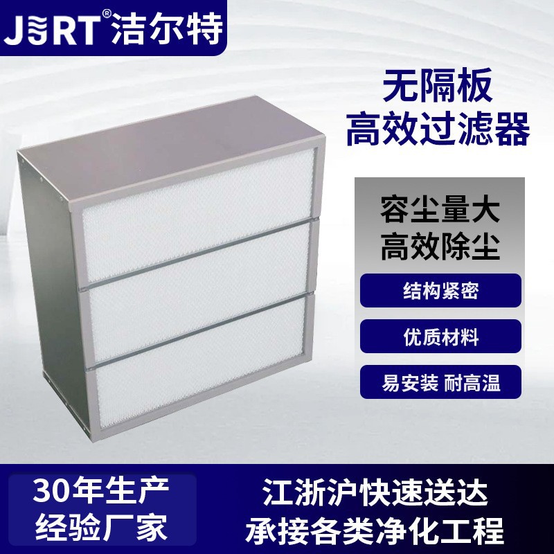 江苏过滤器无尘车间实验室铝合金边框防尘过滤网无隔板高效过滤器