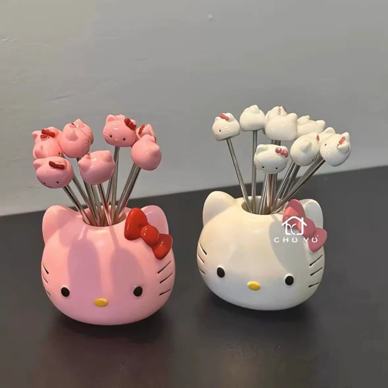 KT フルーツフォーク かわいいフルーツフォーク ステンレス鋼 フルーツピック 収納瓶 子供用 安全 家庭用|undefined
