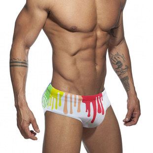 UXH European and American new men's flow paint color printing triangle swimming trunks fashion sexy beach triangle men