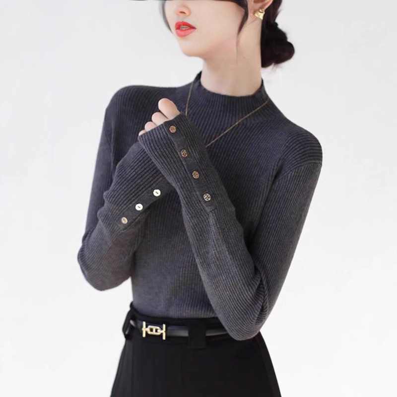 Cashmere Sweater Women's Half Turtle Collar Bottoming Shirt 25 Autumn and Winter New Slim Knitted Inner Top Solid Color Thickened
