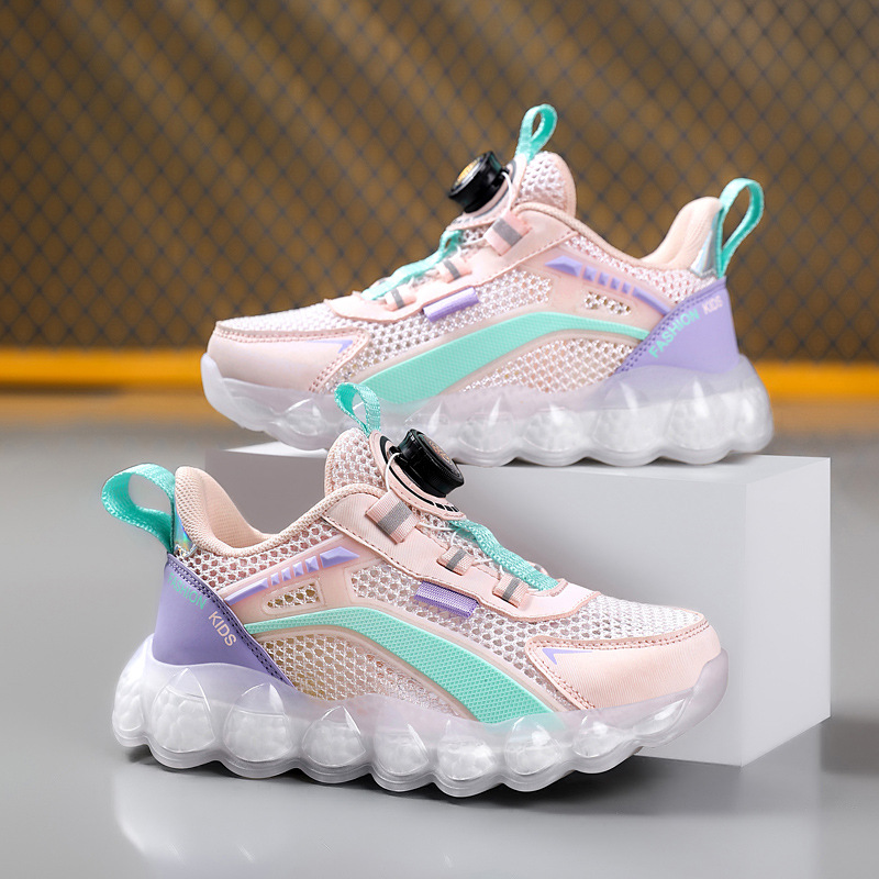 Zapatos para niños verano 2025 nuevos zapatos de malla para niños transpirables zapatos de malla única para niños grandes, zapatos deportivos para ancianos, cojín de aire